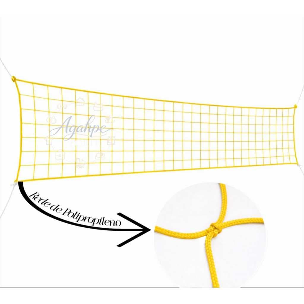 Rede de vôlei 5mt fio de seda amarelo para Recreaçao