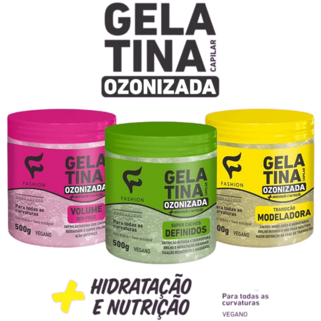 Gelatina Capilar Ozonizada 500g Vegano - Fashion Cosméticos
