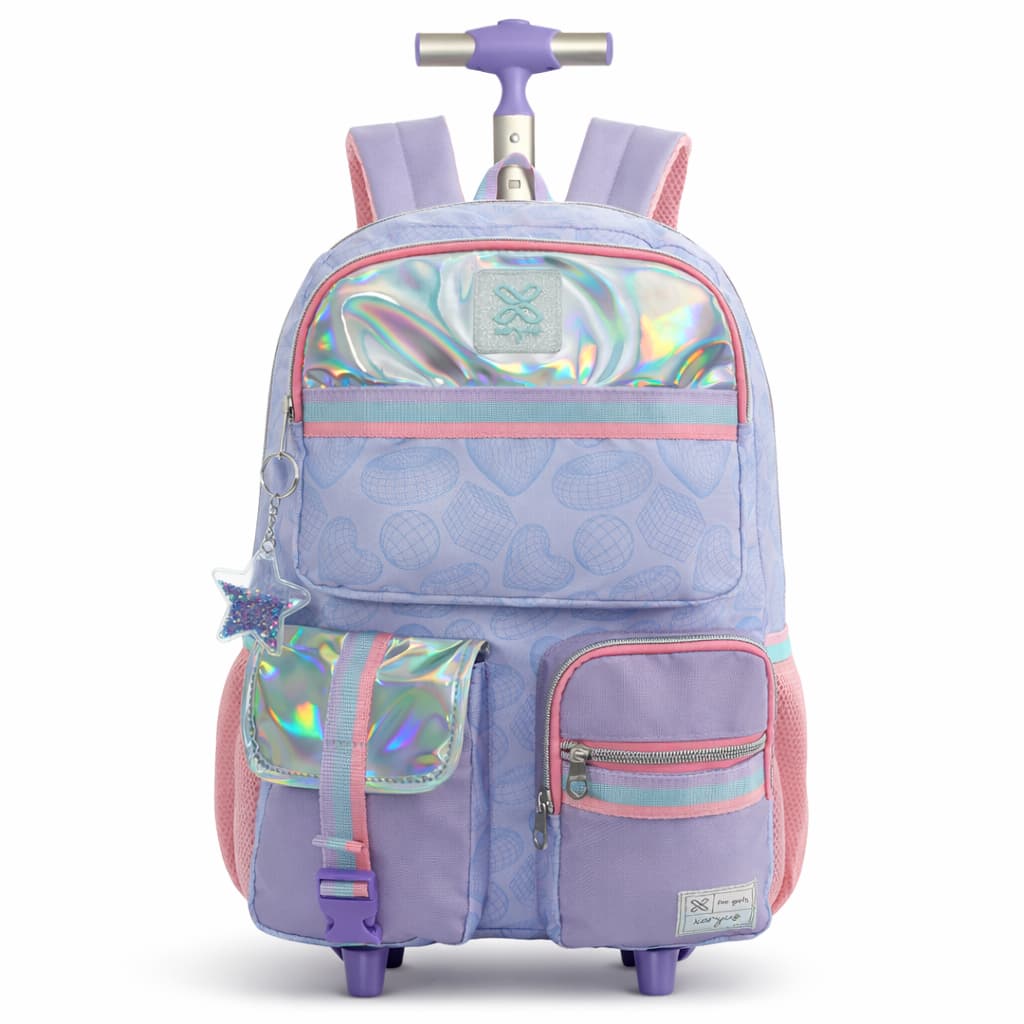 Mochila Rodinhas Escolar Utility Geométrico Juvenil Chaveiro