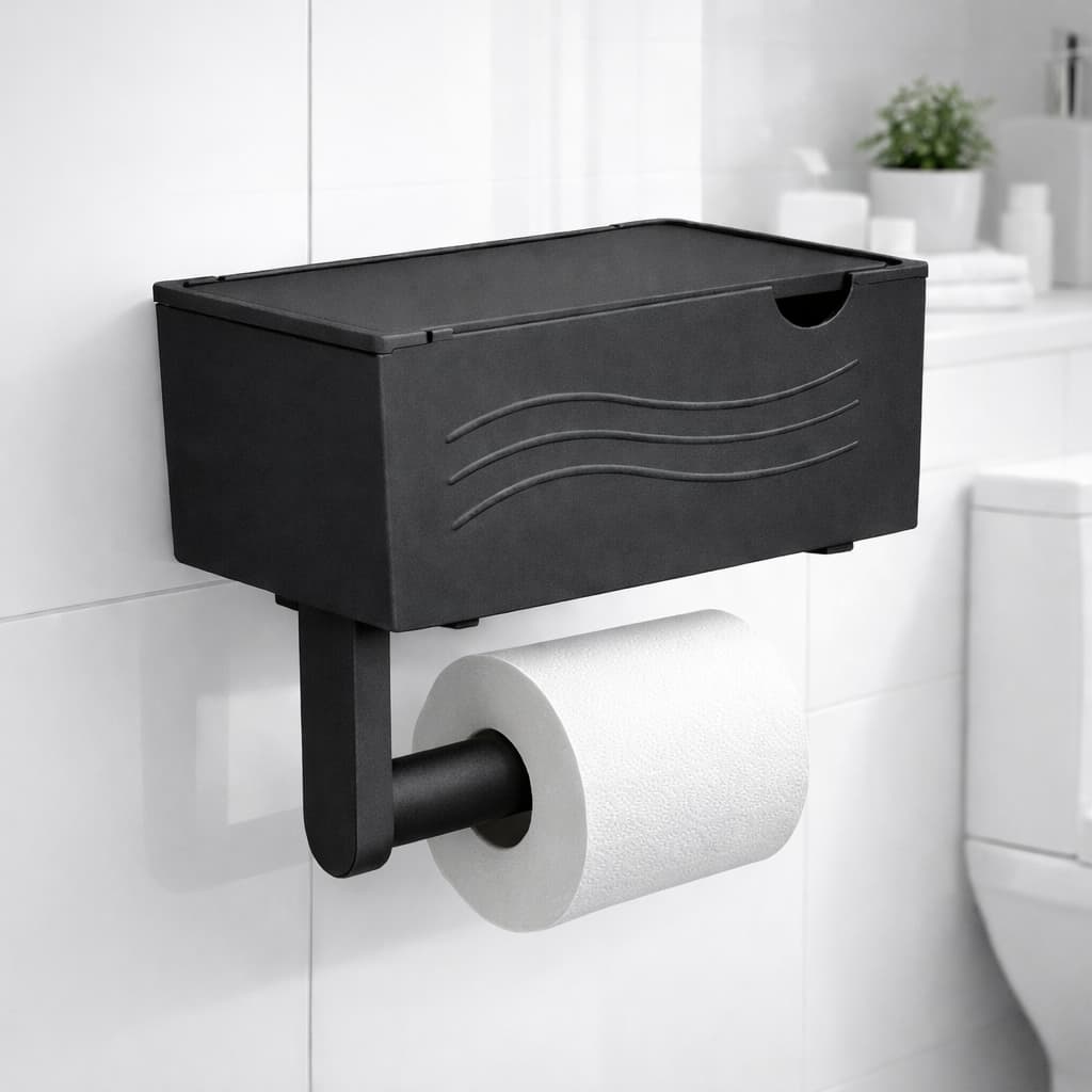 Suporte De Papel Higiênico Com Caixa Organizadora Adesivo Sem Furo Para Banheiro Moderno Premium
