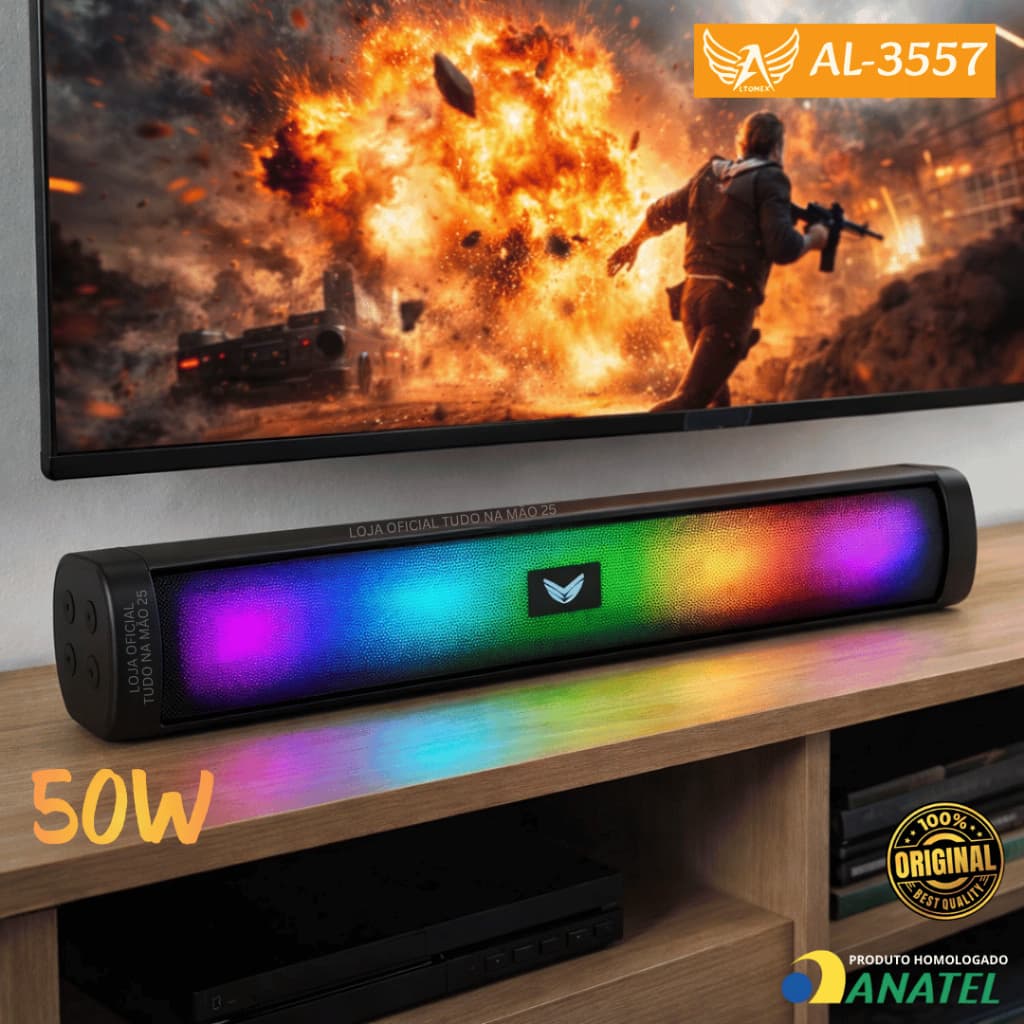 [ORIGINAL] SOUNDBAR Home Theather 50W POTENTE GAMER PC TV NOTEBOOK CINEMA Caixa de Som Altomex