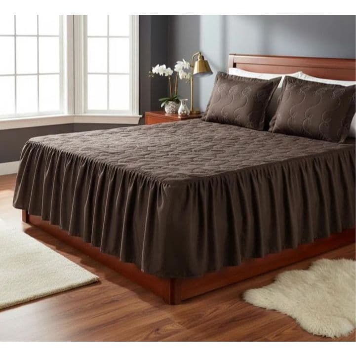 Colcha Bordada Casal 3 Peças – Acabamento Bordado Luxuoso