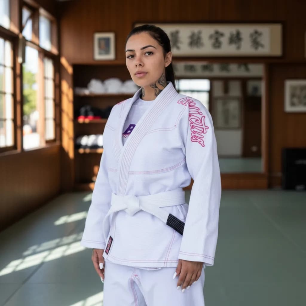 Kimono Jiu Jitsu Feminino Branco Costura Rosa | ENVIO IMEDIATO -  Invictus