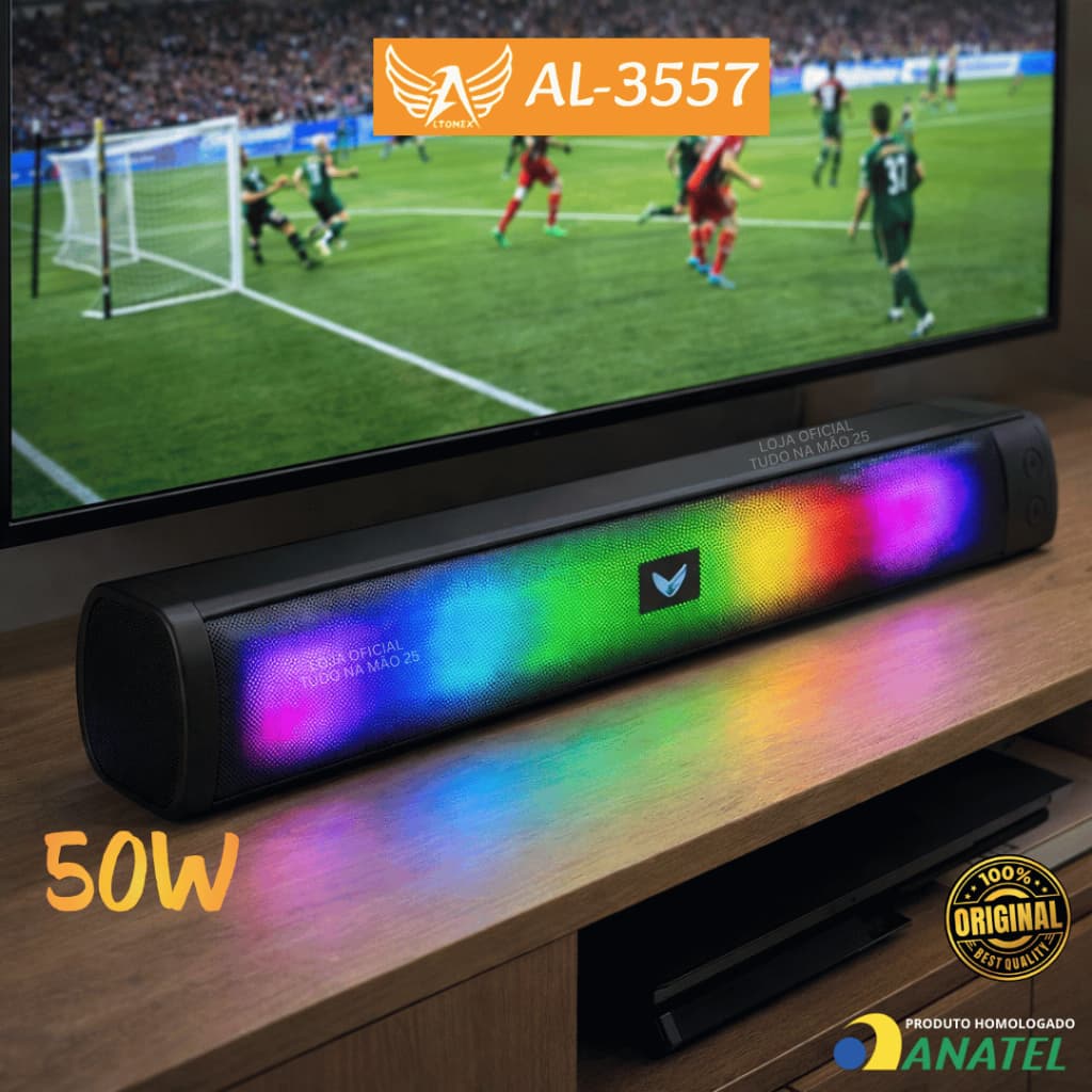 [ORIGINAL] SOUNDBAR 50W POTENTE LED Home Theather Bluetooth TV GAMER PC CINEMA Caixa de Som Portátil