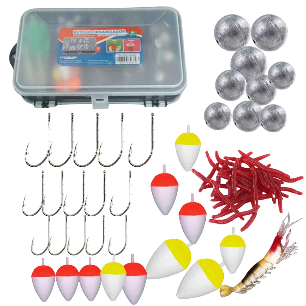 Estojo completo para Pesca esportiva com acessórios chumbada boinha anzol isca barato