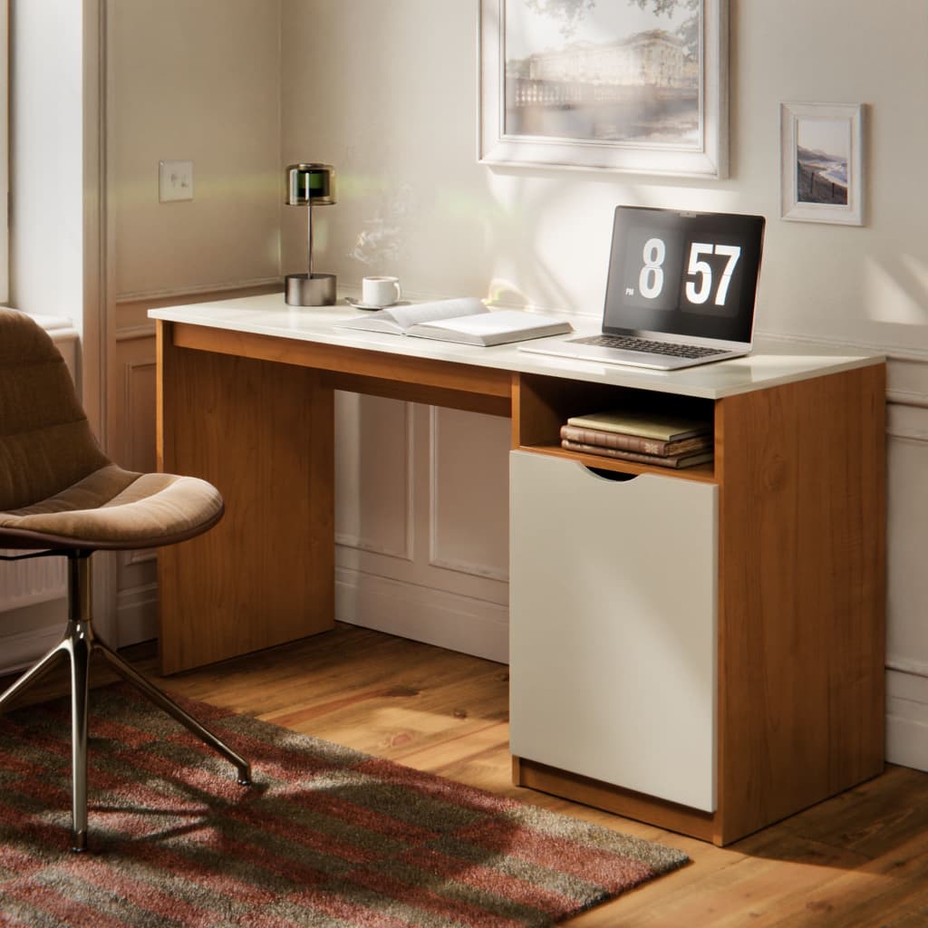 Escrivaninha MAXI para Escritório Home Office com Porta e Nicho em MDF Moderna Compacta para Estudos