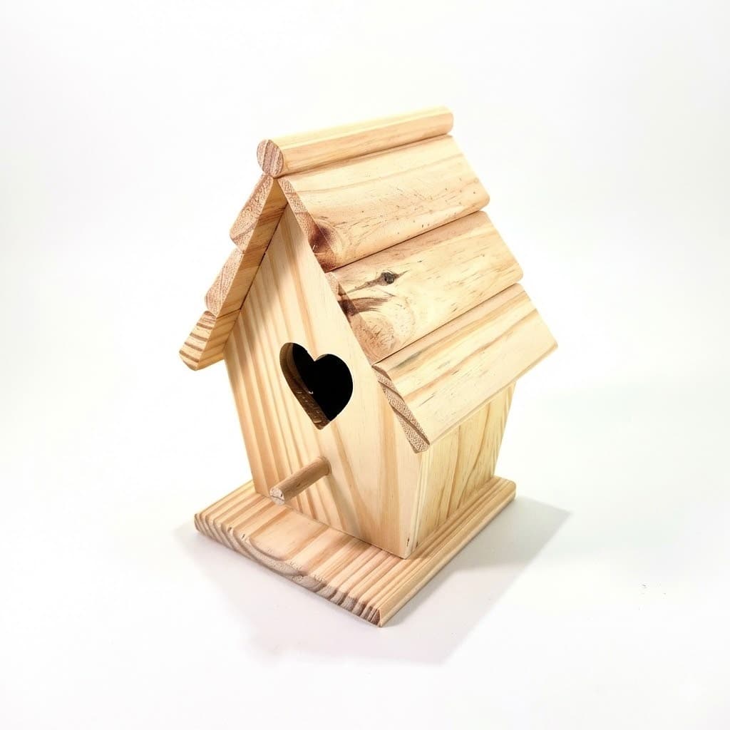 Casinha de Passarinho M em Pinus – Jardim, Farmhouse, Comedouro ou Decoração Rústica