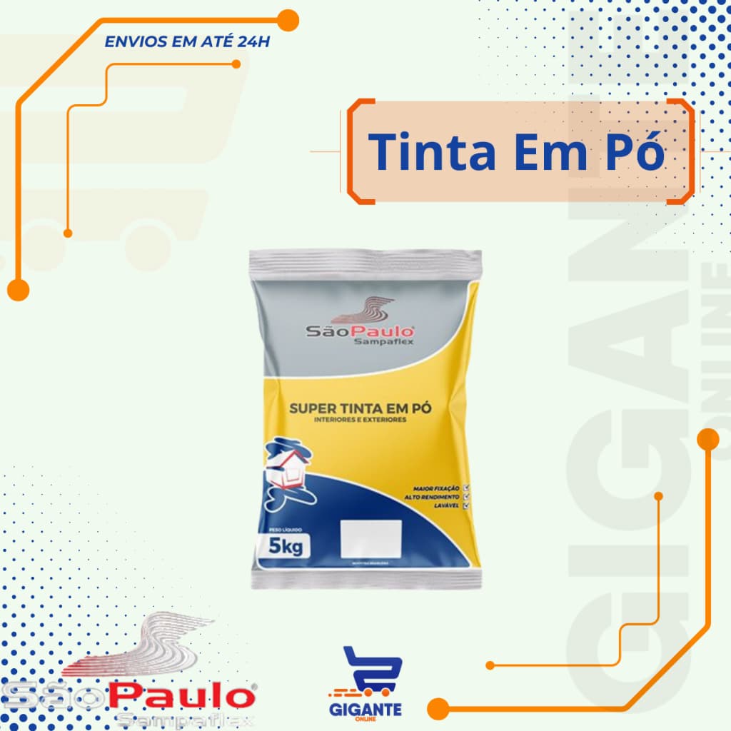 Tinta Em Pó Super Para Parede Cor Branca Lavável 5kg Kits Sampaflex