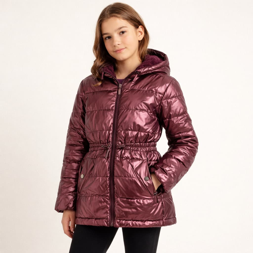 Jaqueta Parka Menina Infantil Juvenil Bobojaco Térmica Peluciada Capuz Removível