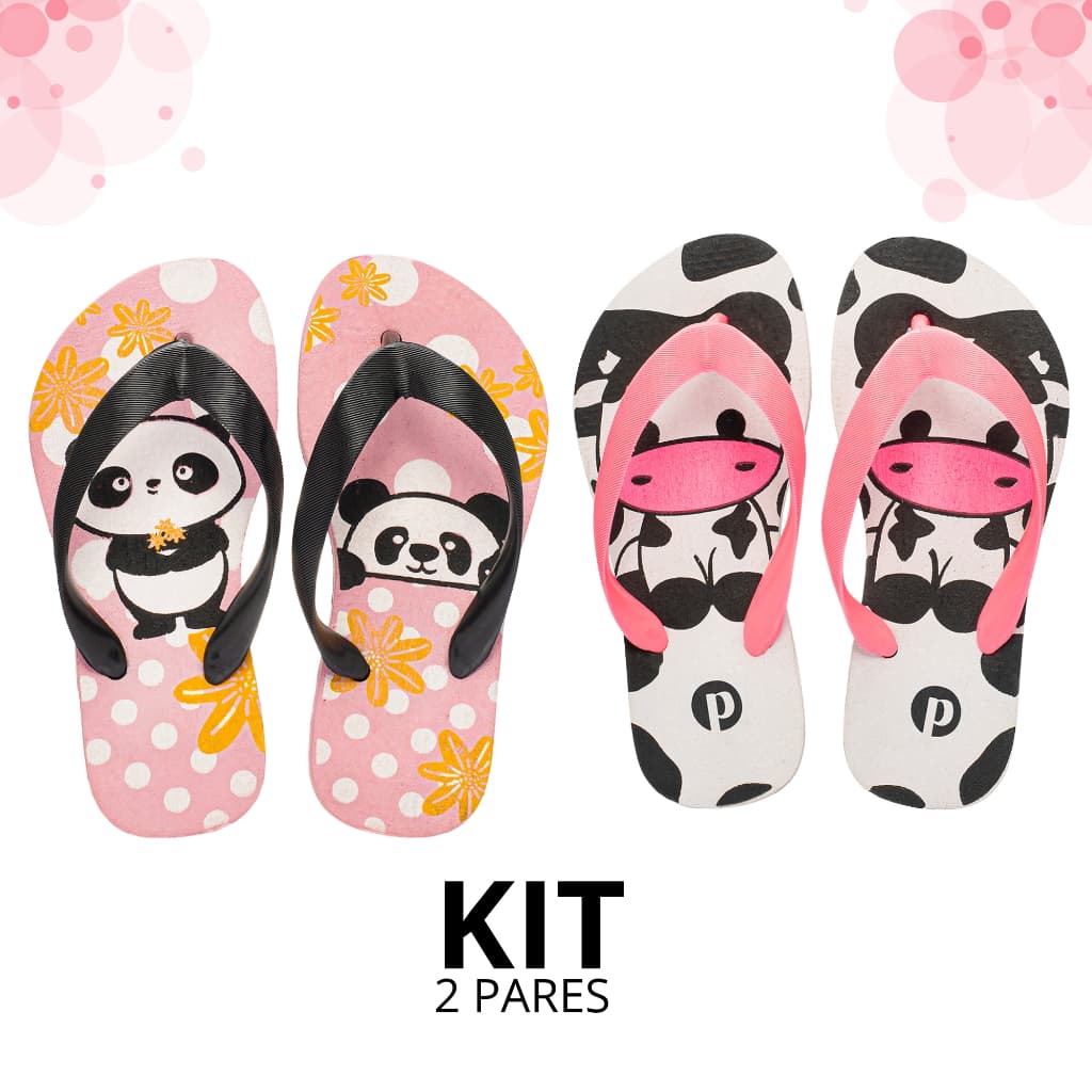 Kit Chinelo Infantil Feminino Macio Leve Passeio