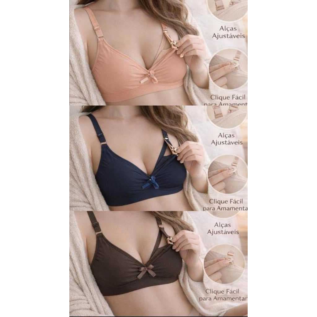 Sutiã Amamentação Microfibra com abertura de Click Alça Reforçada