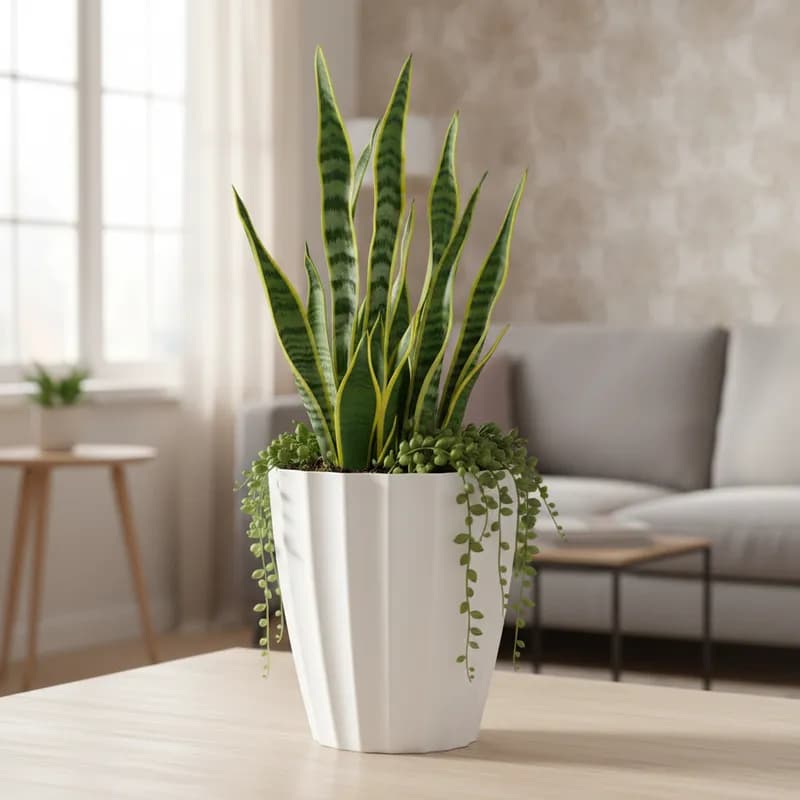 Vaso de Planta Flor Decorativo Coluna Romana PP 29x25 em Polietileno Interior e Exterior Jardim