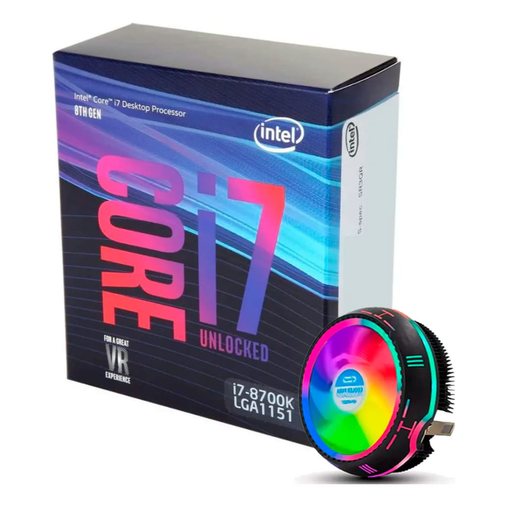 Processador Intel Core i7 8700k igual i7-9700 4.7GHz Turbo Cache 12MB 6 Core 12 Threads LGA 1151 + Cooler RGB
