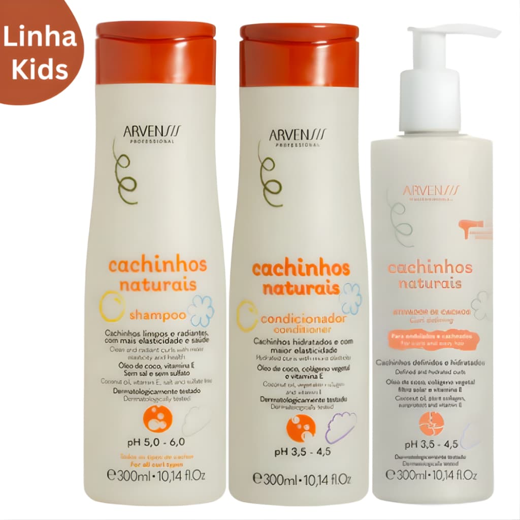 Kit Shampoo e Condicionador Infantil Cachinhos Naturais Arvensis 300ml – Hidratação e Definição