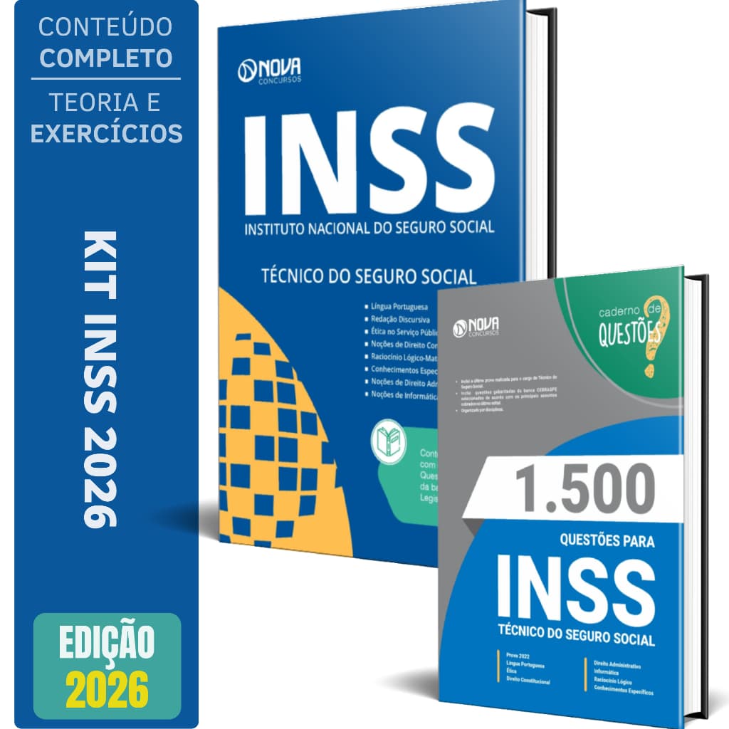 Kit Apostila Concurso INSS Técnico + Caderno de Testes