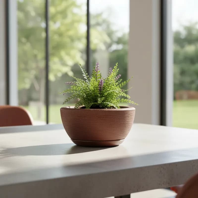 Vaso de Planta Decorativo Bacia Escovada 13x25 com Prato em Polietileno Suculentas e Cactos