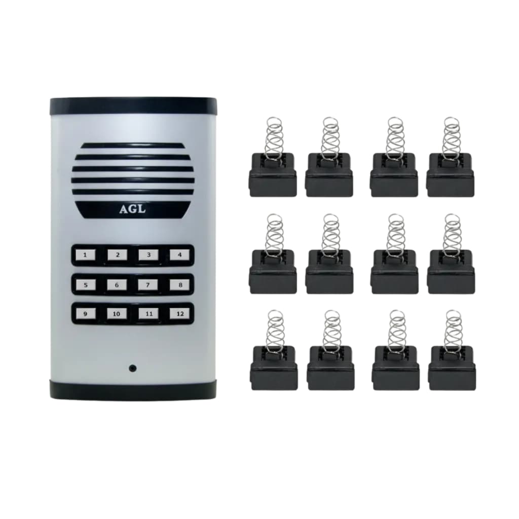 kit 12 botão Acrílico + Cartela Numérica Para Porteiro Coletivo Analógico 12 Pontos AGL