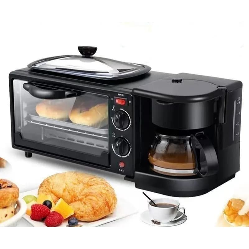 Forno + Cafeteira + Grill 3 em 1 Máquina Multifuncional Café da Manhã Premium - NO BRASIL