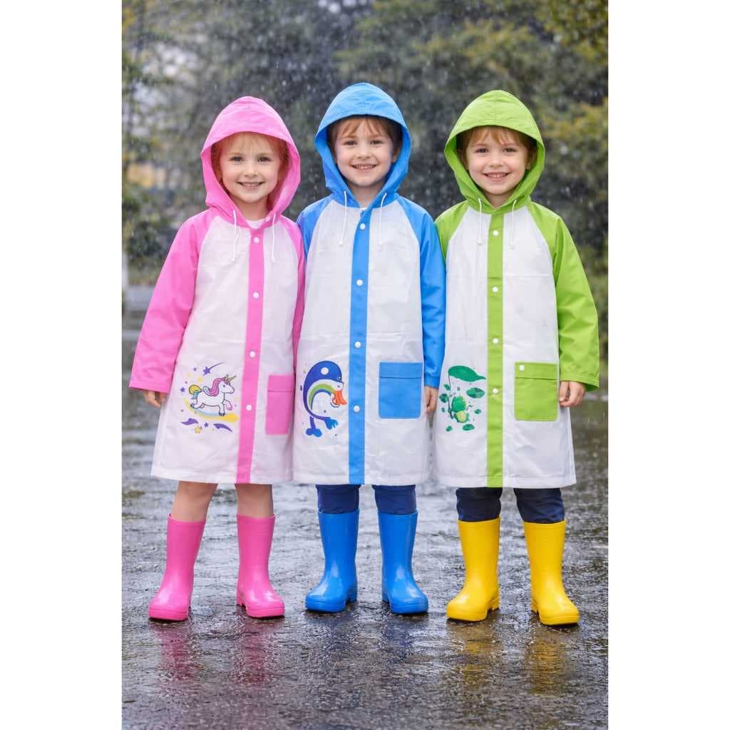 Capa de chuva infantil impermeável com capuz estampada menino menina ideal para escola passeio dia chuvoso