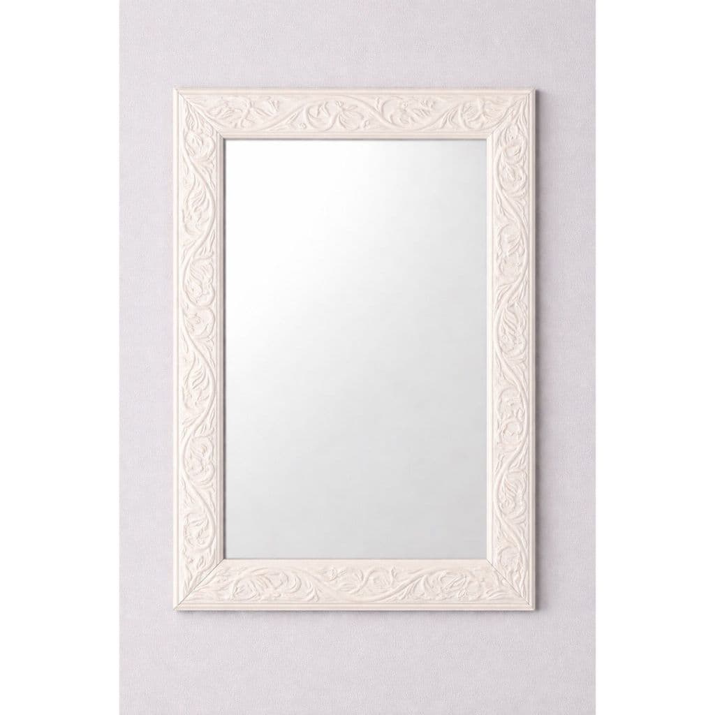 Espelho De Parede Com Moldura Madeira 25Cm X 35Cm Cores Branco, Bege, Preto