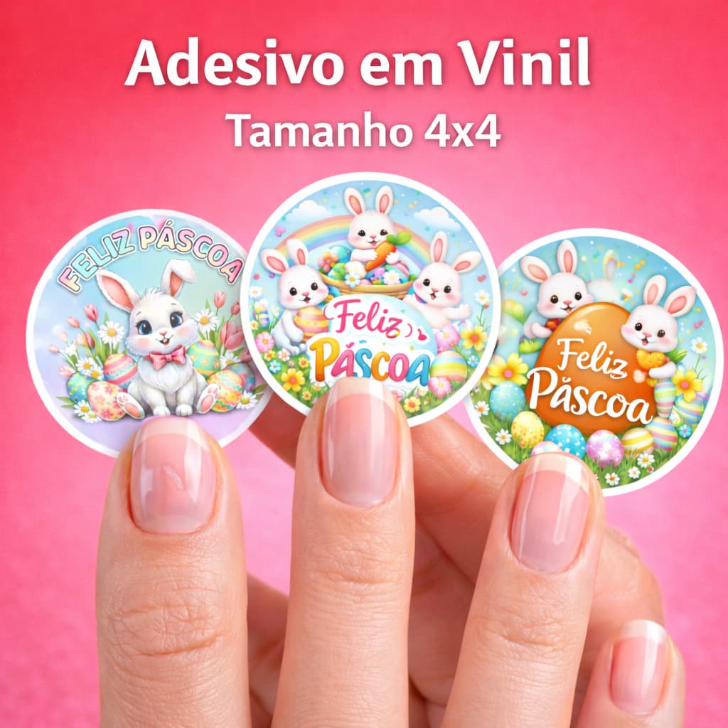 KIT Adesivos Etiqueta Feliz Páscoa Cliente | Adesivo Cliente Páscoa 4x4