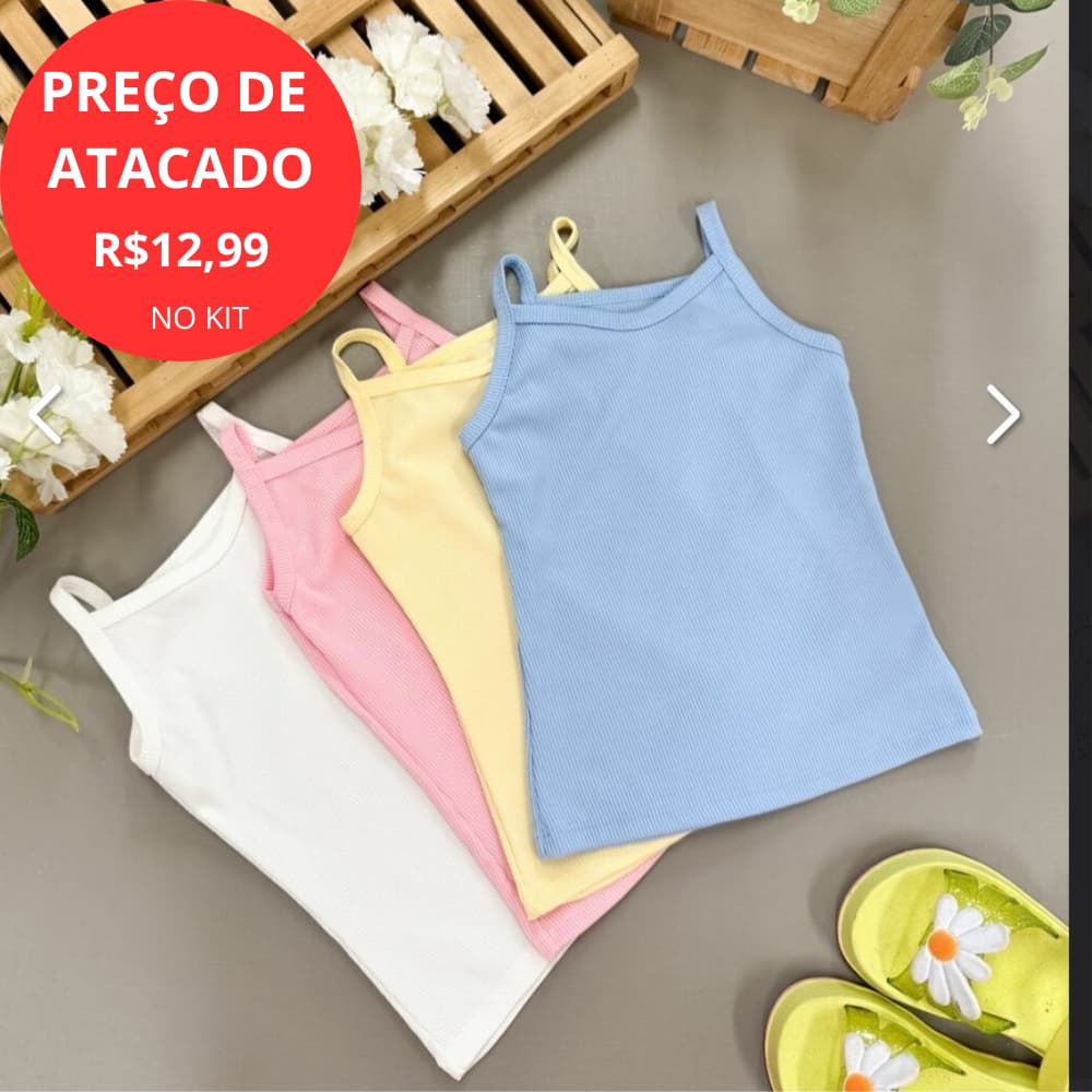 Kit 2 Camisetas Feminino Infantis Menina Blusinhas Regata para Verão
