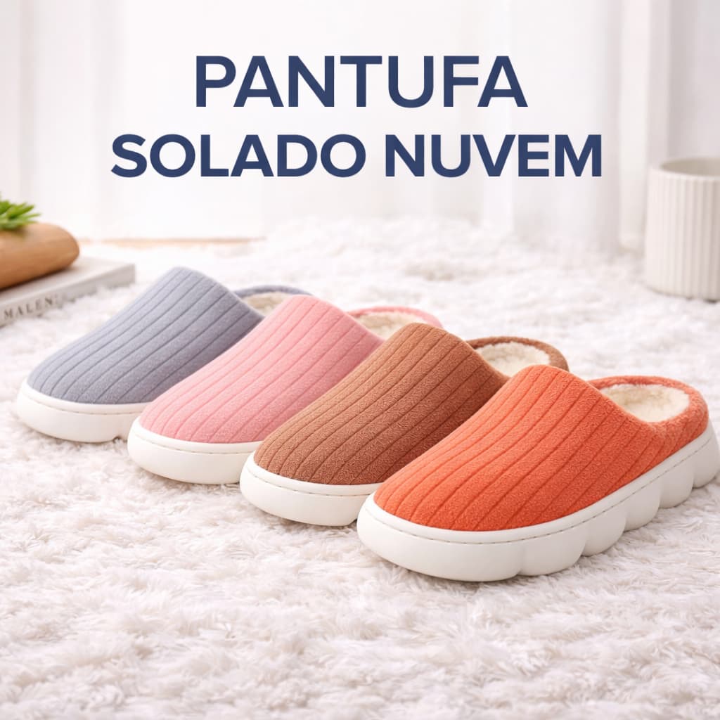 Pantufa Chinelo Nuvem Adulto Infantil Pelúcia Confortável Feminino Flexível Listras Veludo