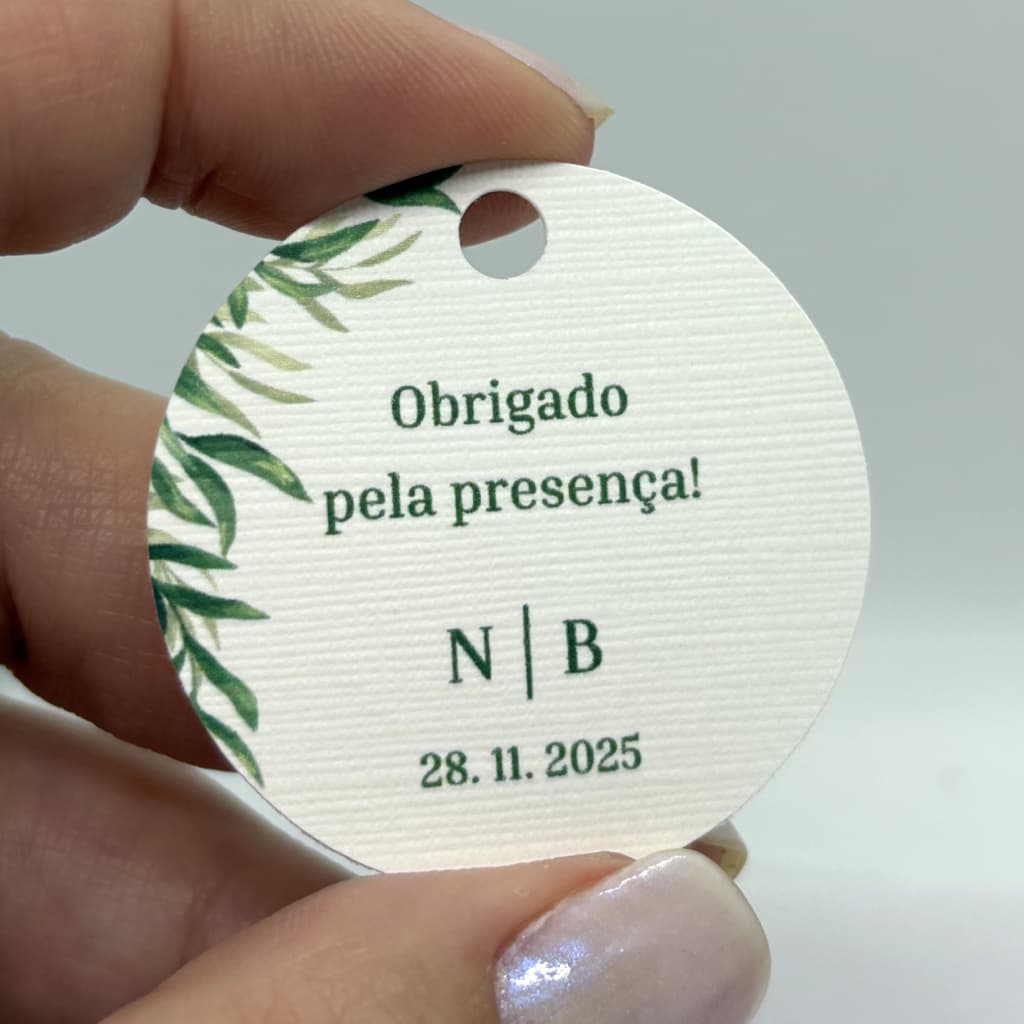Tag para Lembrancinha de Casamento Personalizada – Papel Texturizado Premium 4cm
