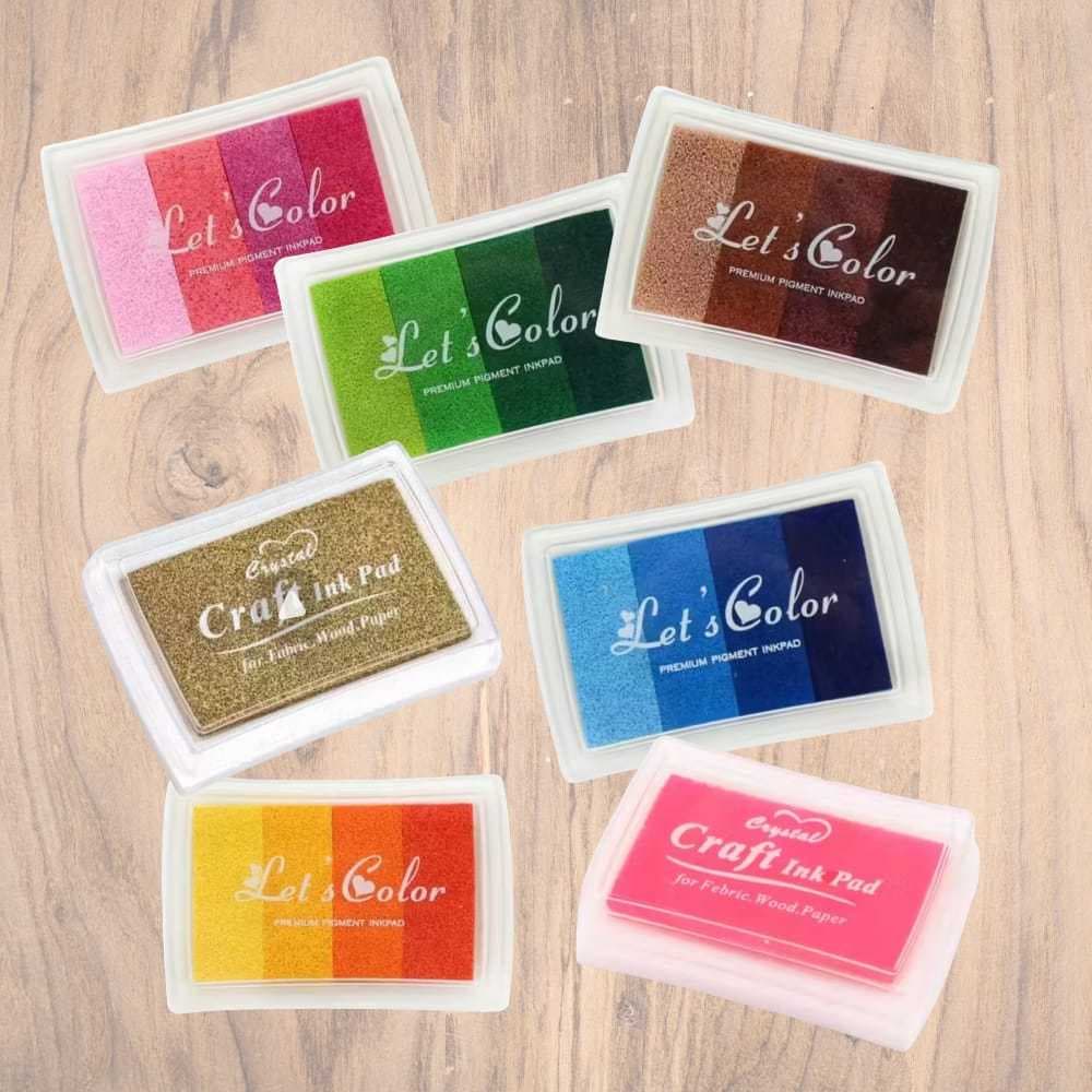 Carimbeira Degradê Colorida 4 Cores – Almofada de Tinta p/ Carimbo, Árvore de Digitais, Scrapbook, Cadernos, Casamento,