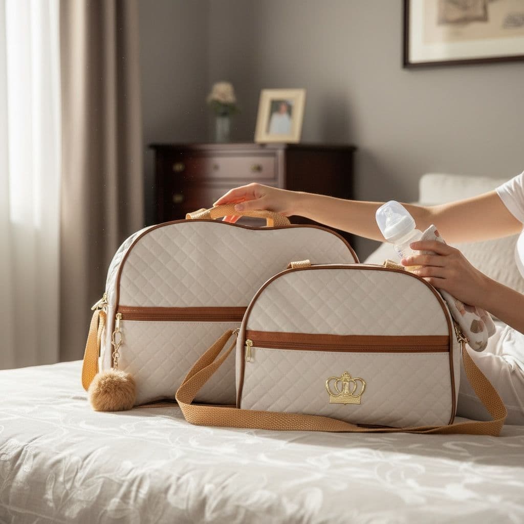 Kit 2 Bolsa Maternidade Menino/Menina Mala Para Bebê de Luxo Várias Cores C/ Pompom ENTREGA RÁPIDA