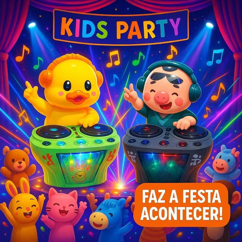 Brinquedo Musical Porquinho Dj Dançante Com Luzes, Som e Anda Sozinho