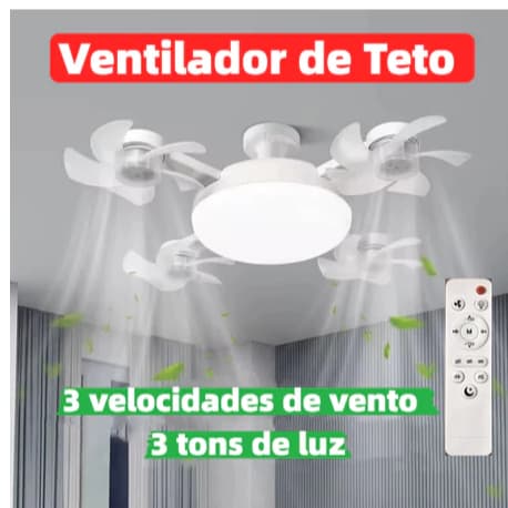 Novo ventilador de teto com luz, silencioso, com 3 ou 4 pás, inteligente, com controle remoto, soquete E27, para uso dom