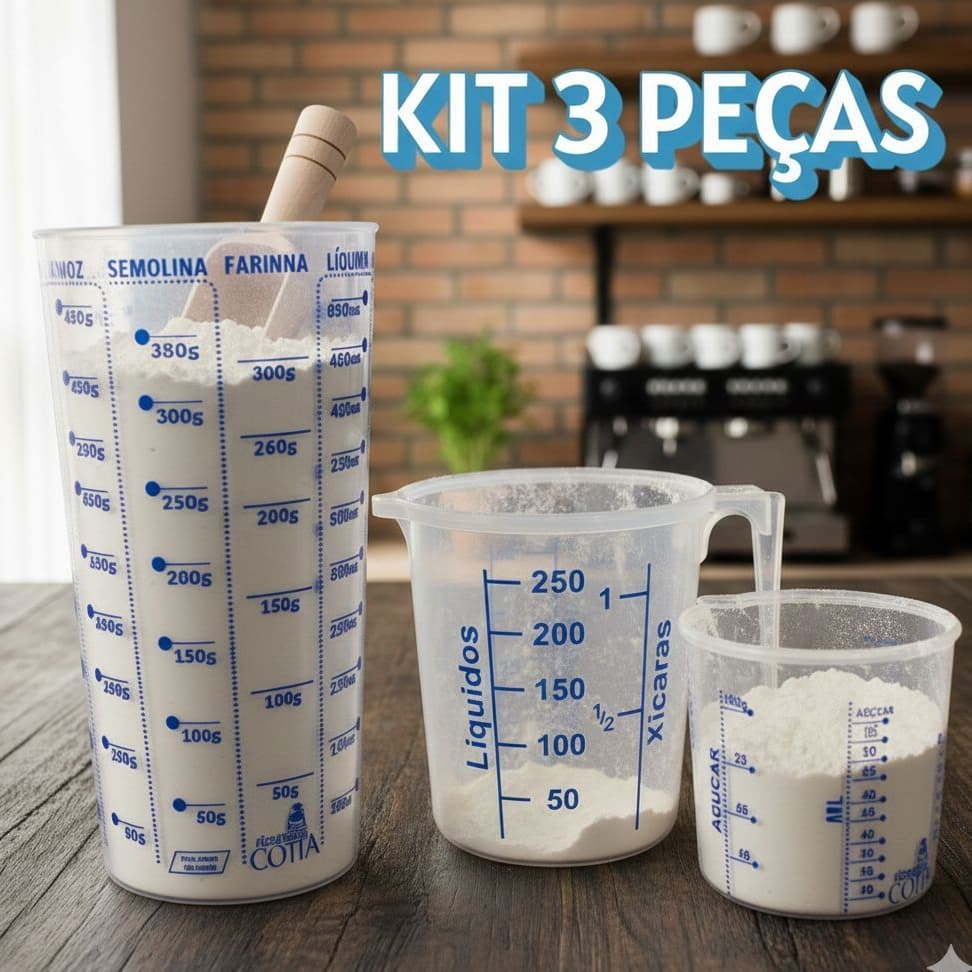 Copo Medidor com Bico Dosador – Kit 3 Peças 100ml 250ml 500ml