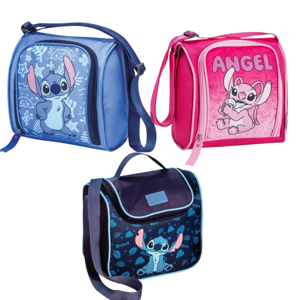 Lancheira Termica Stitch Angel Personagens Escola Passeio Viagem Bolsinha