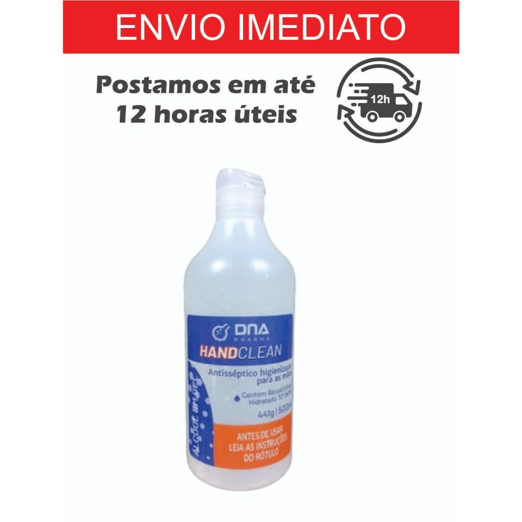 Kit 50 unidades álcool gel 70% 500ml fliptop