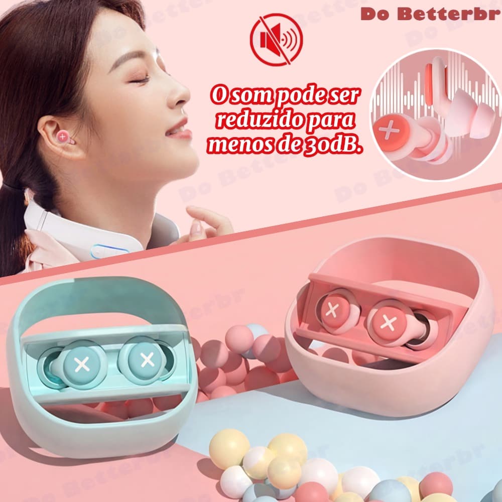 Protetores Auriculares de Silicone com Isolamento Acústico e Redução de Ruído, com Protetor de Ouvido em Espuma Macia.