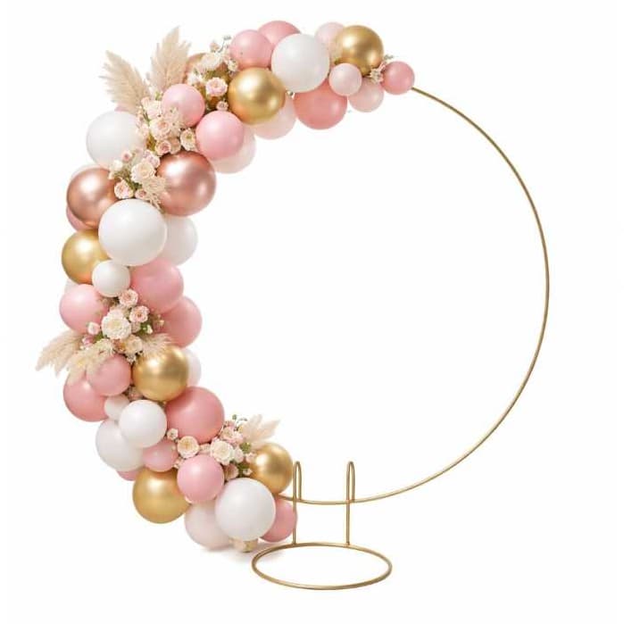 Arco Metálico para Decoração 50cm Dourado – Suporte para Festa, Painel, Balões e Arranjos