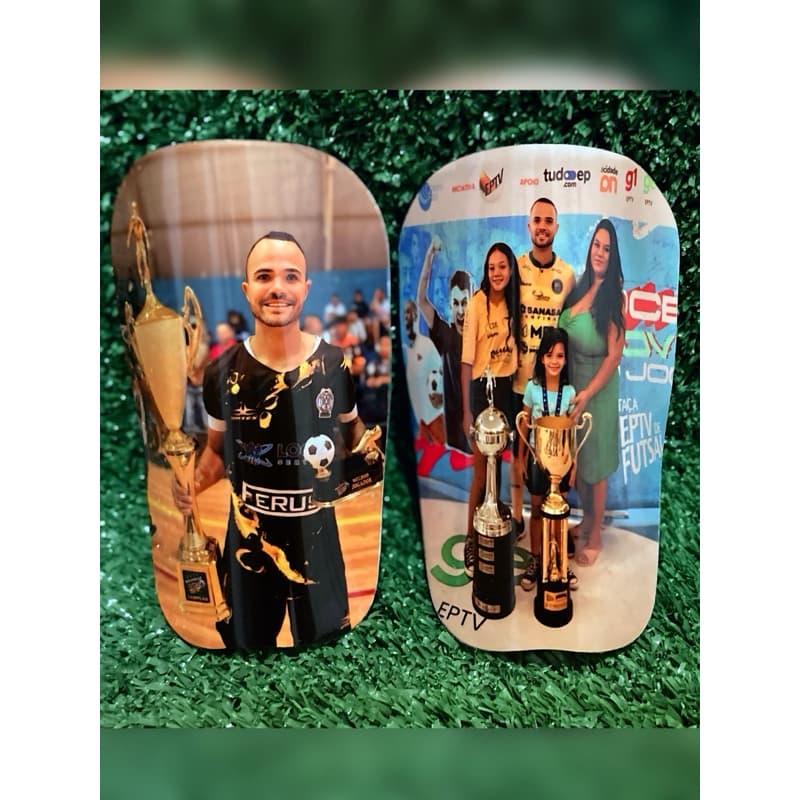 Caneleira Personalizada Futebol Futsal Society com Sua Foto Não é ADESIVO