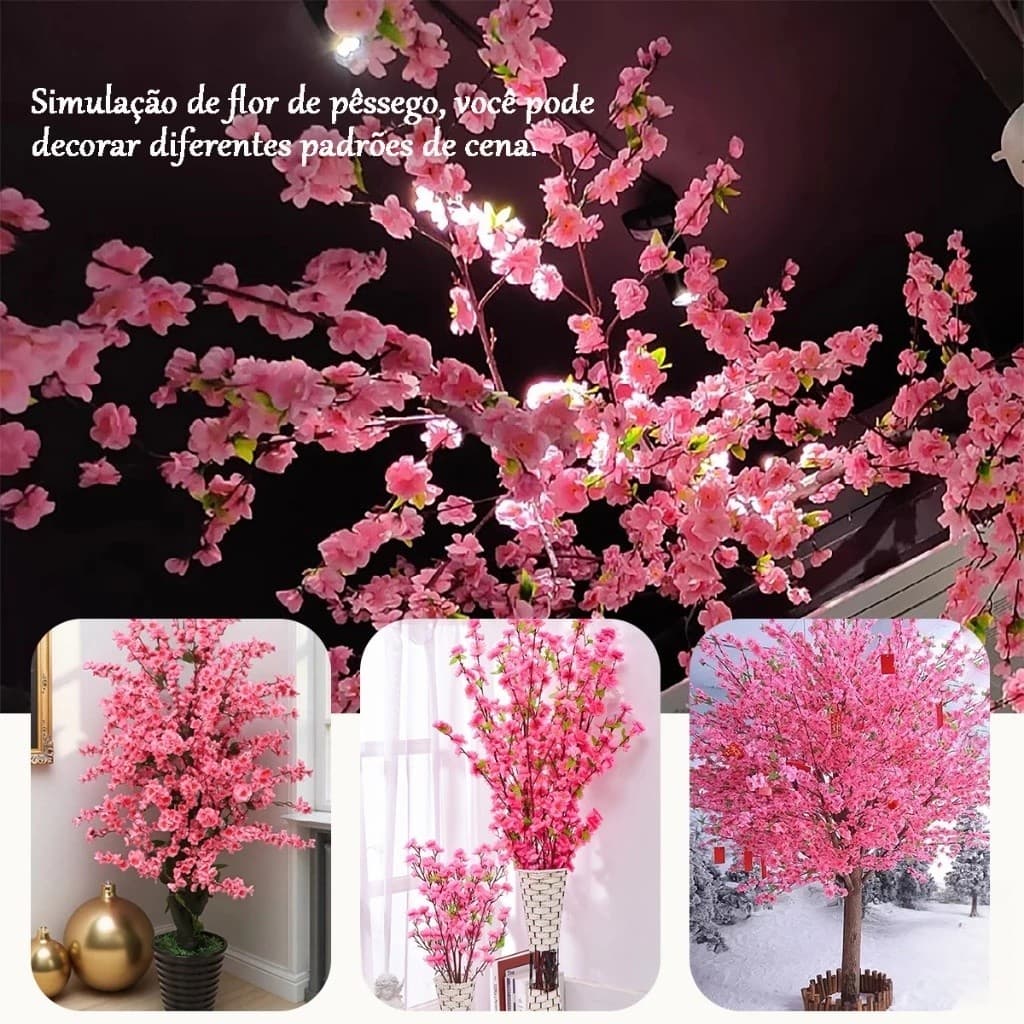 60CM  10Unidades 400 Flores Buquê De Cerejeira Artificial Flor Para Decoração