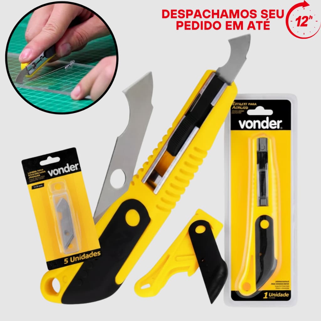 Kit Estilete Riscador Acrílico Profissinal Cortador + Lâminas Promoção Pronta Entrega