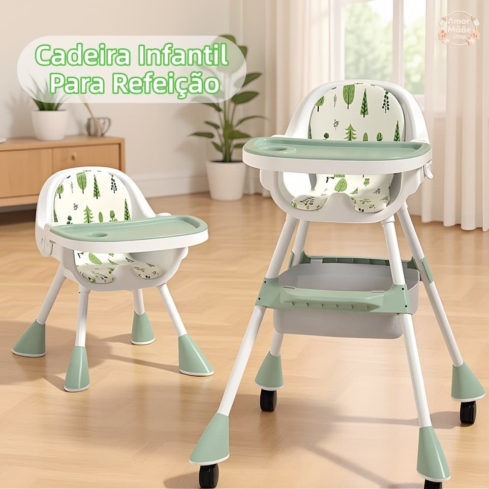 Cadeira De Alimentação Infantil 3 em 1 Re Alta e Baixa com Assento