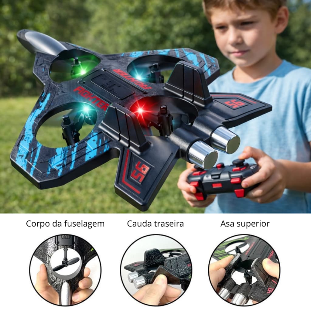 Avião Drone Combat Aircraft Controle Remoto 2.4ghz COM LED 2 Baterias