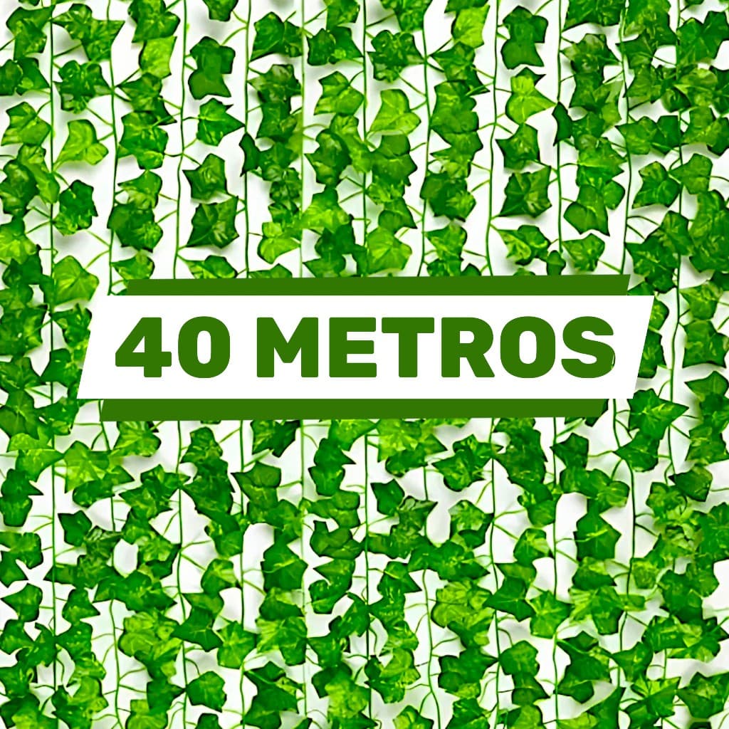 40 Metros Hera Verde Planta Artificial Trepadeira Ramas Folhagem Pendente realista