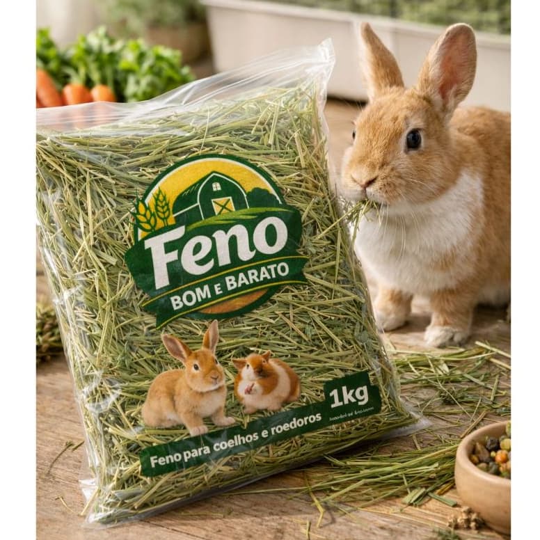 2Kg Feno Bom e Barato Para Porquinho Da India, Coelho e Roedores