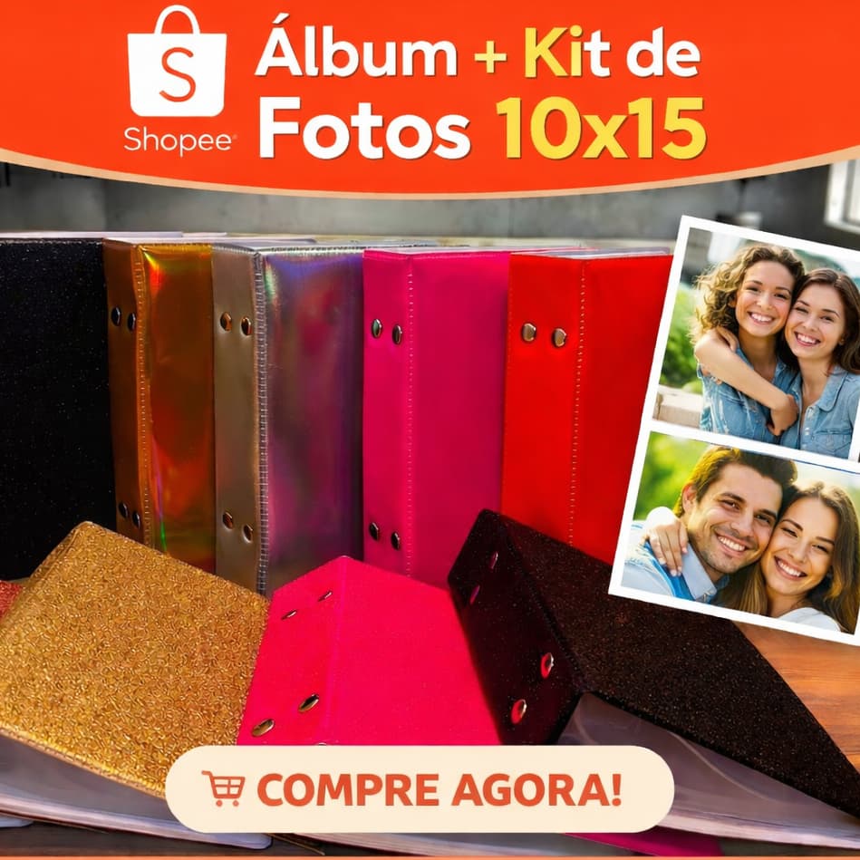 Álbum + Fotos 10x15 Reveladas | Álbum com Fotos Impressas | Diversas Cores