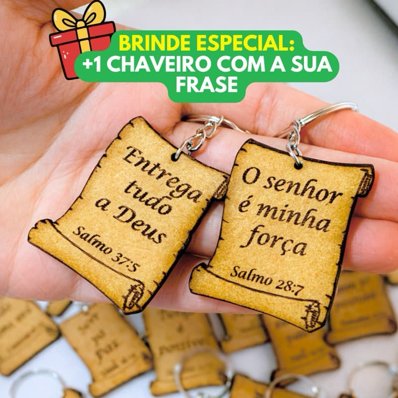 Chaveiros com versículos Bíblico SORTIDOS lembrancinhas cristã + BRINDE 1 CHAVEIRO COM SUA FRASE PERSONALIZADA