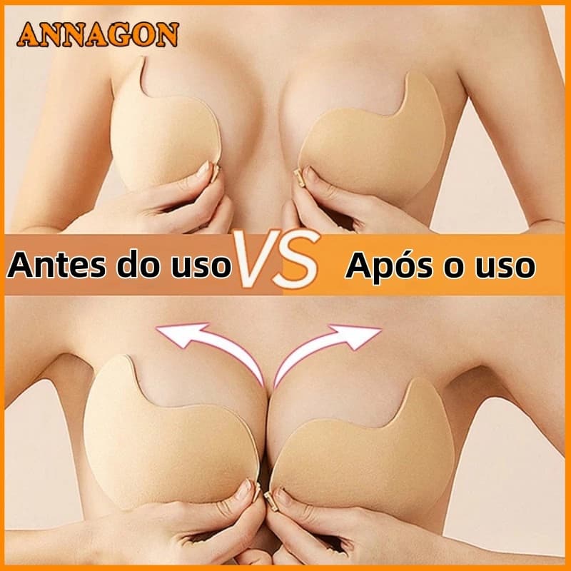 Sutiã Adesivo Sem Alças de Silicone com Efeito Push Up Invisível e Reutilizável Levanta e Conforma para Mulheres