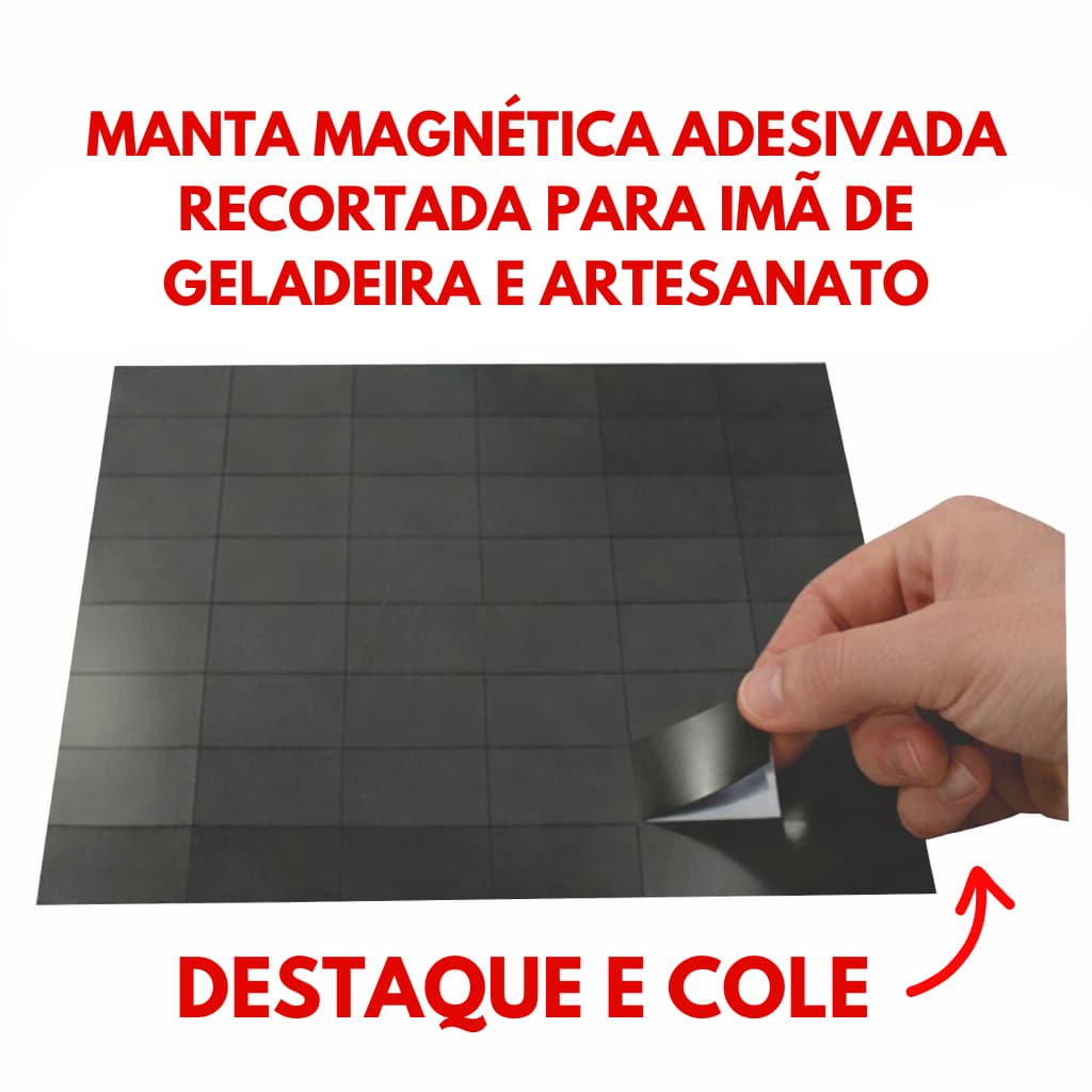 Manta de Ímã de Geladeira Adesivada Recortada 2,9x1,9cm Esp. 0,3mm -- 50 a 1000 unidades
