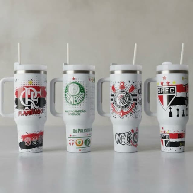 Copo Garrafa Térmica 1200ml Personalizada de Times – Seu Clube|  Com Tampa | Presente Torcedor-DTF UV