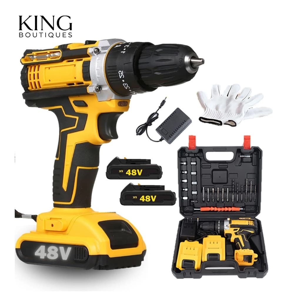 Parafusadeira Furadeira de Impacto a Bateria Recarregável Sem Fio 48v 2 Baterias Com Maleta Completo